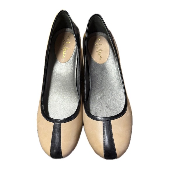 Cole Haan Air Flat Women 9 B Beige Black Bicycle Toe Slip On Wedge Shoe D30147 - Picture 1 of 8